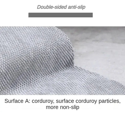 Double-sided anti-slip surface made of corduroy for improved grip and safety.