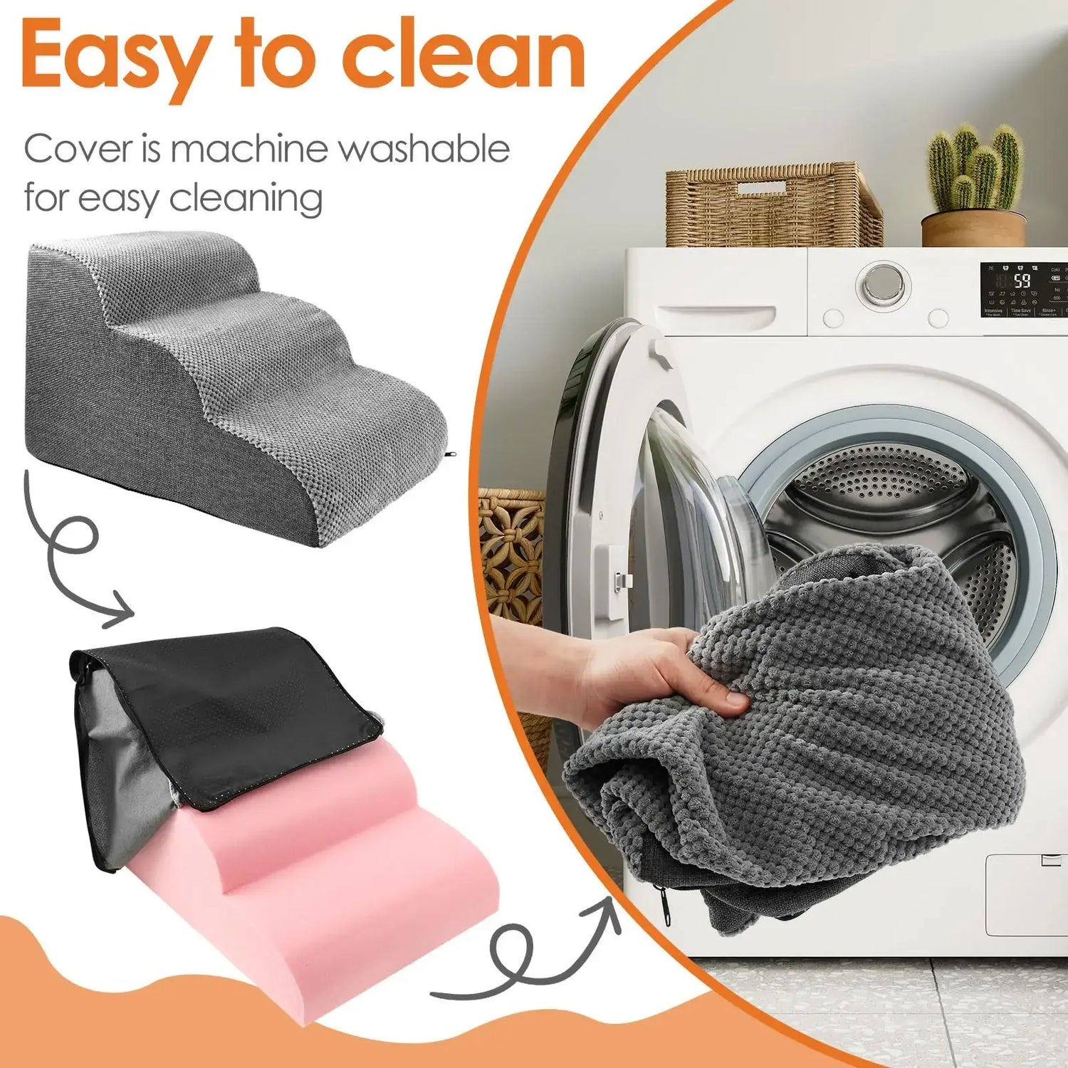 dog safety ramp for elderly pets with easy to clean removable cover and machine washable design