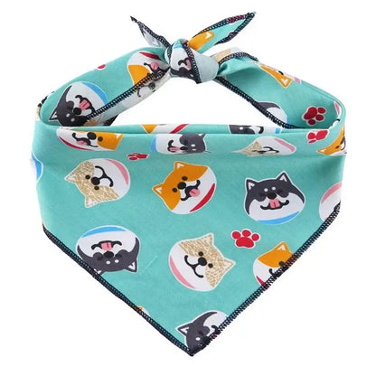 Fashion Dog Triangle Bandanas Animal Pattern Pet Triangle Scarf Adjustable Soft Bibs For Small Medium Large Dog Pet Accessories