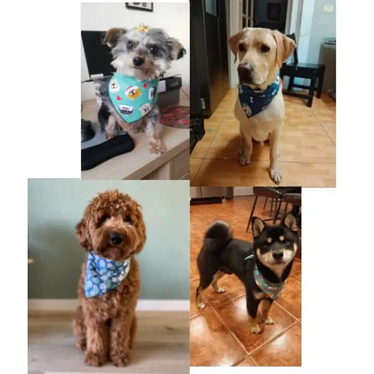 Fashion Dog Triangle Bandanas Animal Pattern Pet Triangle Scarf Adjustable Soft Bibs For Small Medium Large Dog Pet Accessories