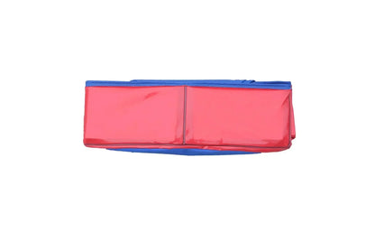 Foldable pet pool for pets, portable dog bathing tub in red and blue color, ideal for outdoor use.