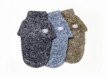 French Bulldog fleece sweater warm winter dog coat for small to medium dogs, cozy fleece hoodie in gray, blue, and khaki