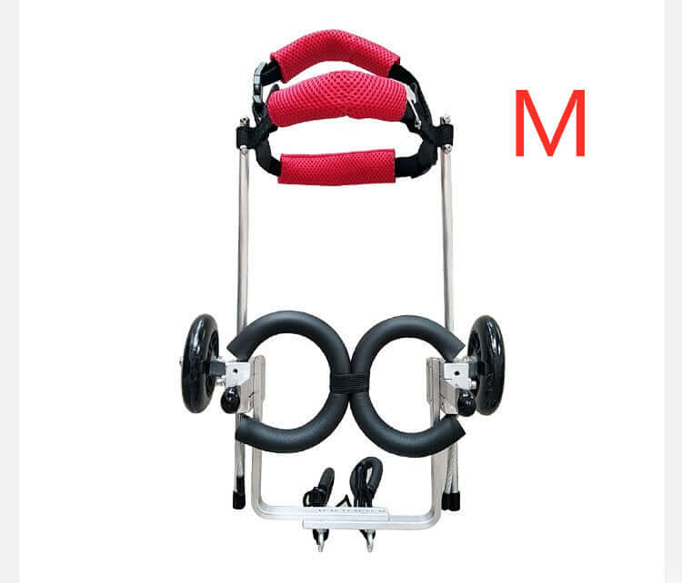Adjustable dog wheelchair in size M with red handles and black wheels for enhanced mobility support for pets.