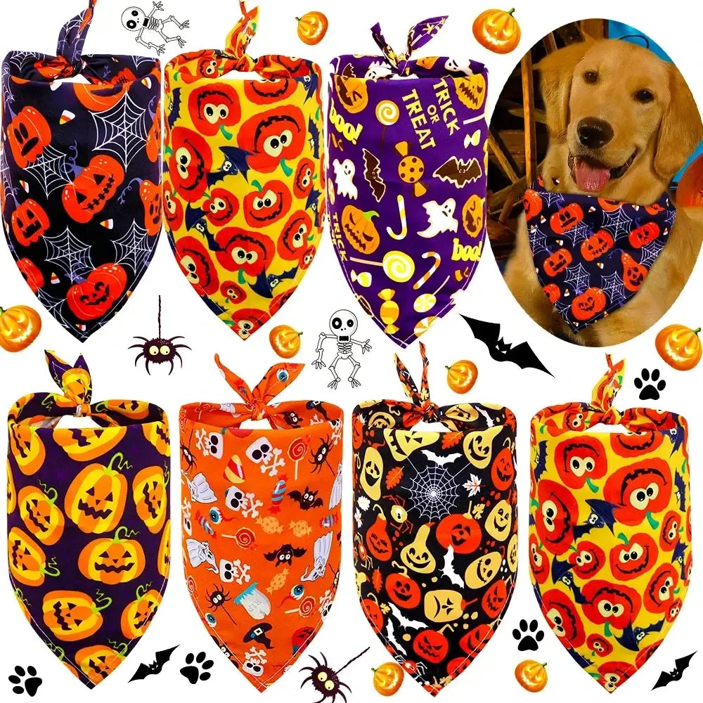 halloween dog bandanas bulk 30pcs mix colour 65x42x42 polyester triangular bandanas for small dogs and cats