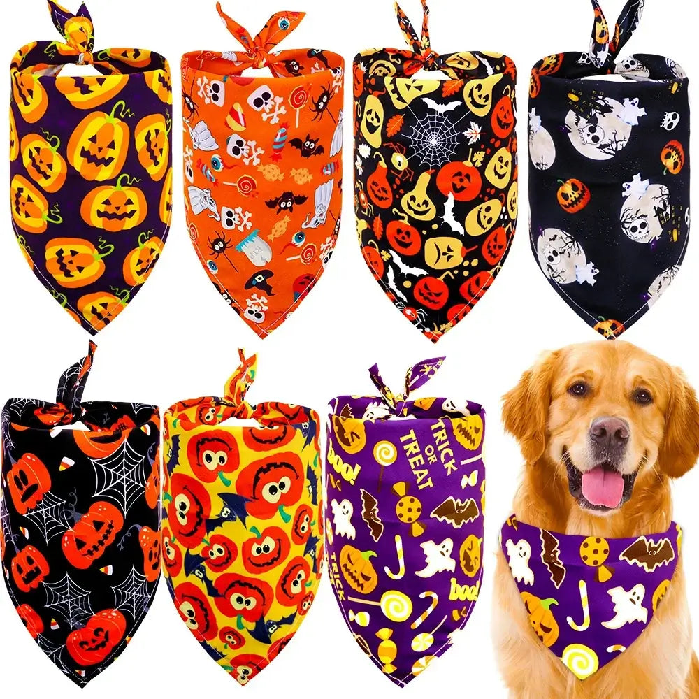 halloween dog bandanas bulk for small dogs and cats, 30pcs autumn pet grooming bandanas