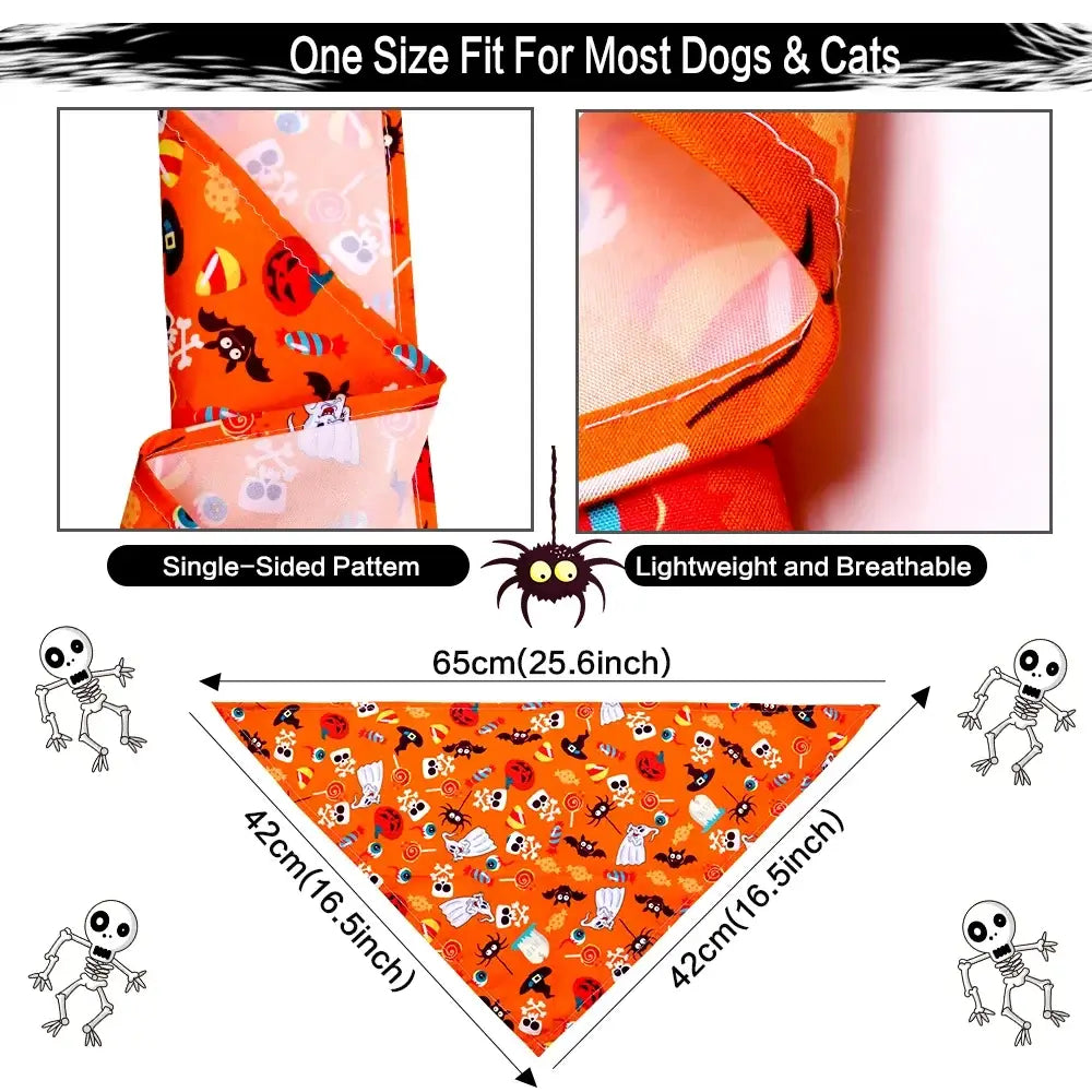 halloween dog bandanas bulk 30pcs orange pet bandanas for small dogs and cats, lightweight breathable triangular scarves