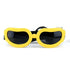 Yellow heart-shaped adjustable dog goggles with UV protection for small medium dogs, windproof pet sunglasses