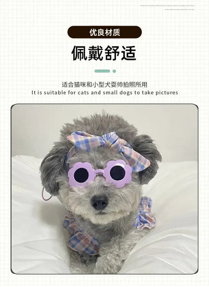 heart shaped dog glasses for small dogs and cats, cute pet photo prop for summer parties and decorations