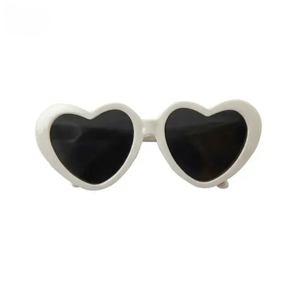 heart shaped dog glasses white plastic heart sunglasses for dogs, cute pet eyewear for summer parties and photos