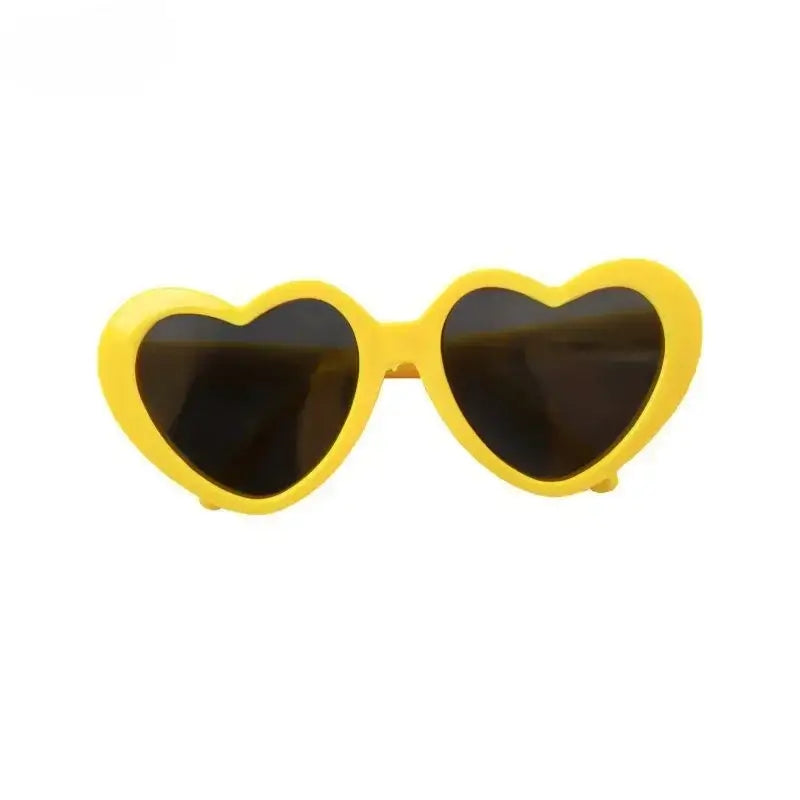 heart shaped dog glasses yellow heart sunglasses for dogs, plastic pet eyewear for summer parties
