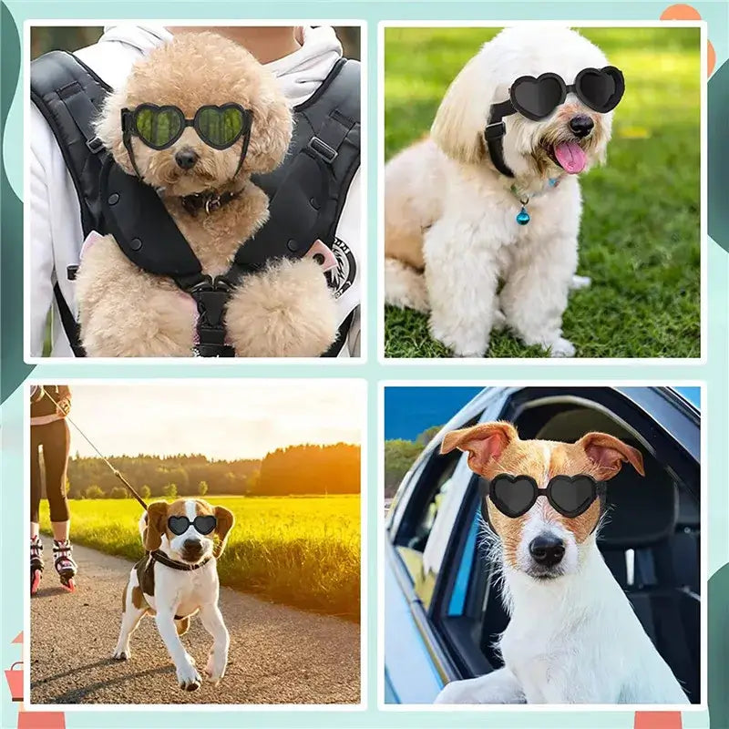 dog sunglasses with adjustable strap heart-shaped UV protection sunglasses for small dogs and cats