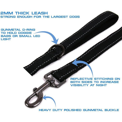 Dog Leashes Outdoor Travel Dog Training Chain Heavy Duty Double Handle Lead for Greater Control Safety Training Dual Handle features