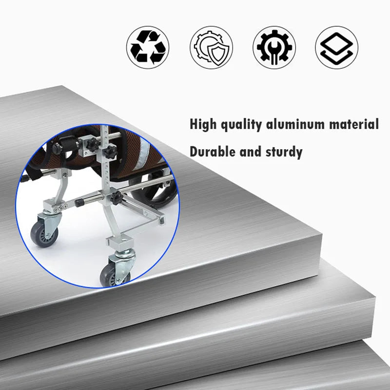 Dog Training Aids Four Wheeled Dog Legs Disability Stroller Pet Everything Harnesses Puppy Supplies Training Behavior Accessory components showing high quality aluminum materials.