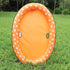 Inflatable dog swimming pool float in vibrant orange color with paw print design, perfect for pets to relax and enjoy summer.