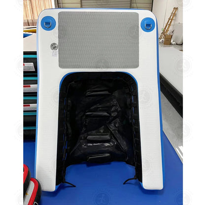 Inflatable Floating Dock Summer Dog Water Pools Platform Docks Swimming Equipment with blue and white design.