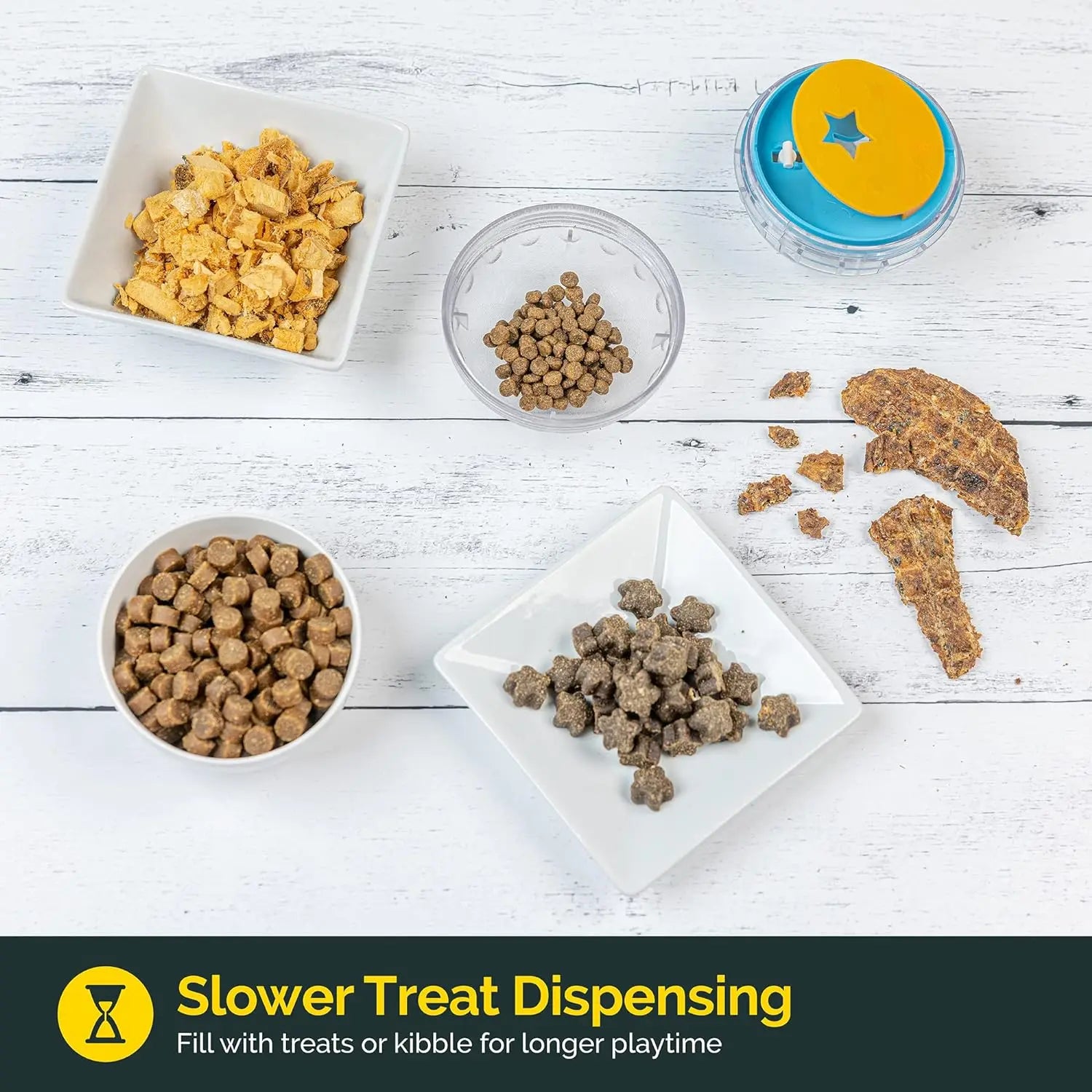 Image of IQ Treat Ball Dog Treat Dispenser Toy Ball Interactive Dog Toy - 4" Dog Food Toy Stimulation, Slow Feeder with dog treats.