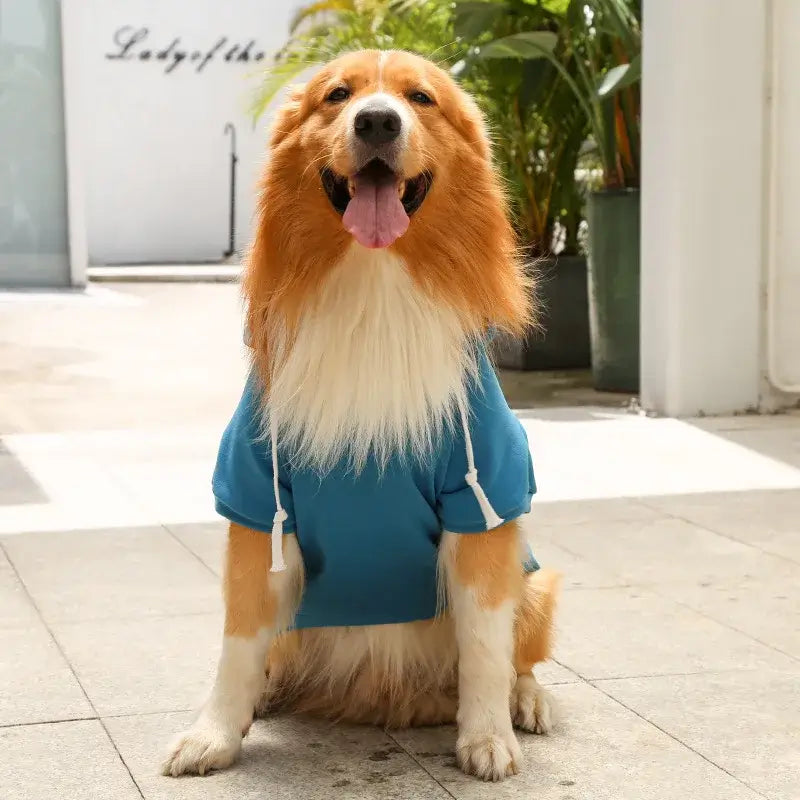 Pet Hoodies for Large Dogs Spring and Autumn Fleece Golden Retriever Sweatshirt with Hat and Zip Pocket  Pet Clothing
