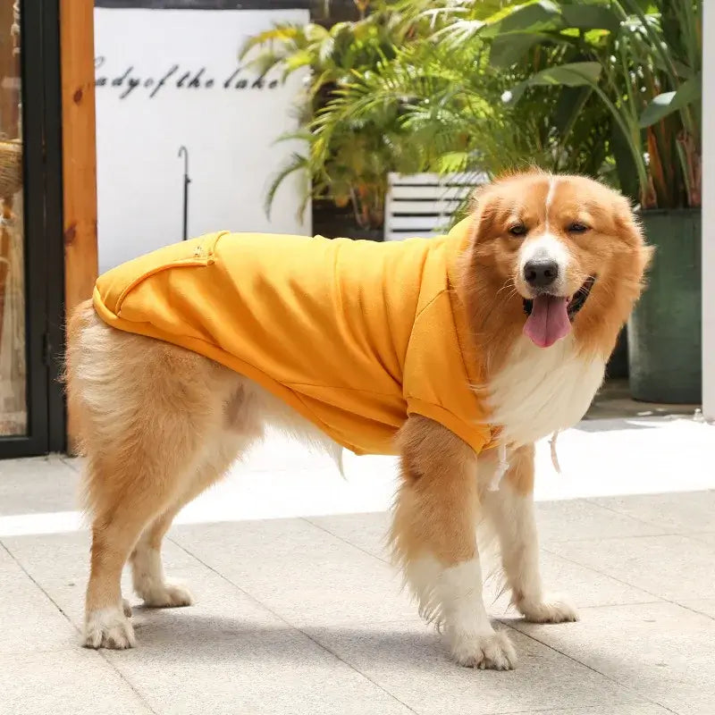 Pet Hoodies for Large Dogs Spring and Autumn Fleece Golden Retriever Sweatshirt with Hat and Zip Pocket  Pet Clothing
