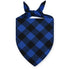 Blue plaid dog bandana scarf, washable cotton triangular bib for dogs, cats and puppies with tie collar