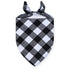 plaid dog bandana scarf, black white cotton triangular pet scarf bib, washable bow tie collar for dogs and cats