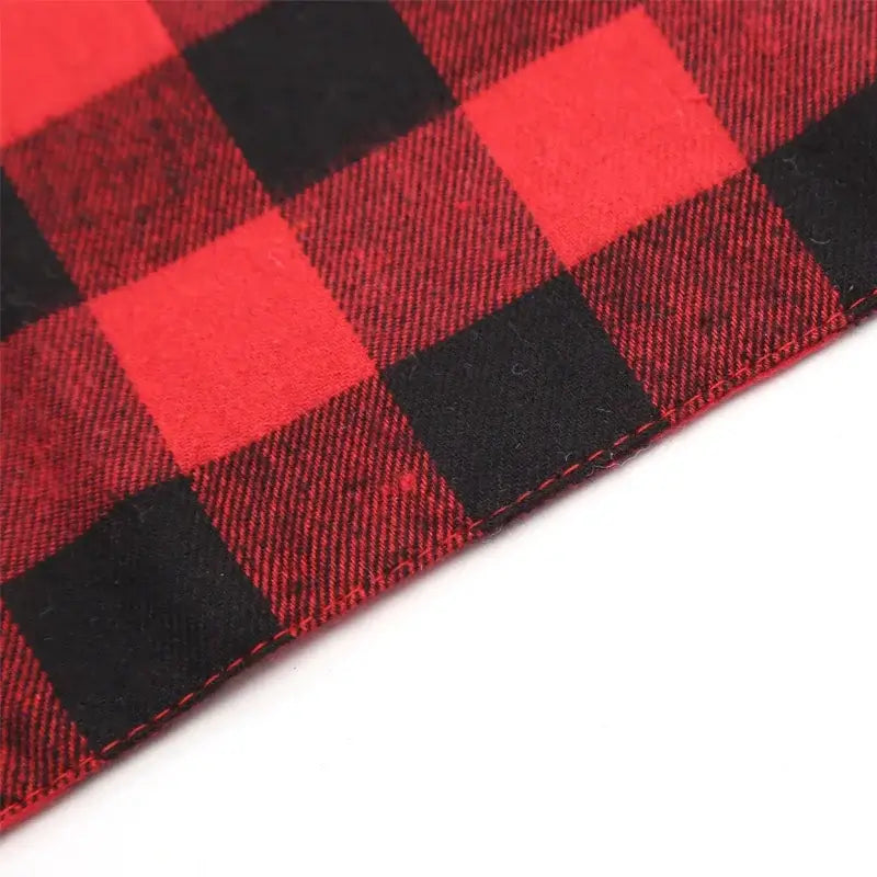 Red and black plaid dog bandana scarf for dogs, washable cotton triangular pet bib accessory