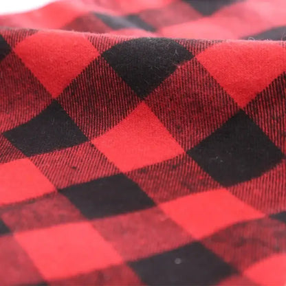 plaid dog bandana scarf red and black cotton triangular pet scarf for dogs, cats, and puppies
