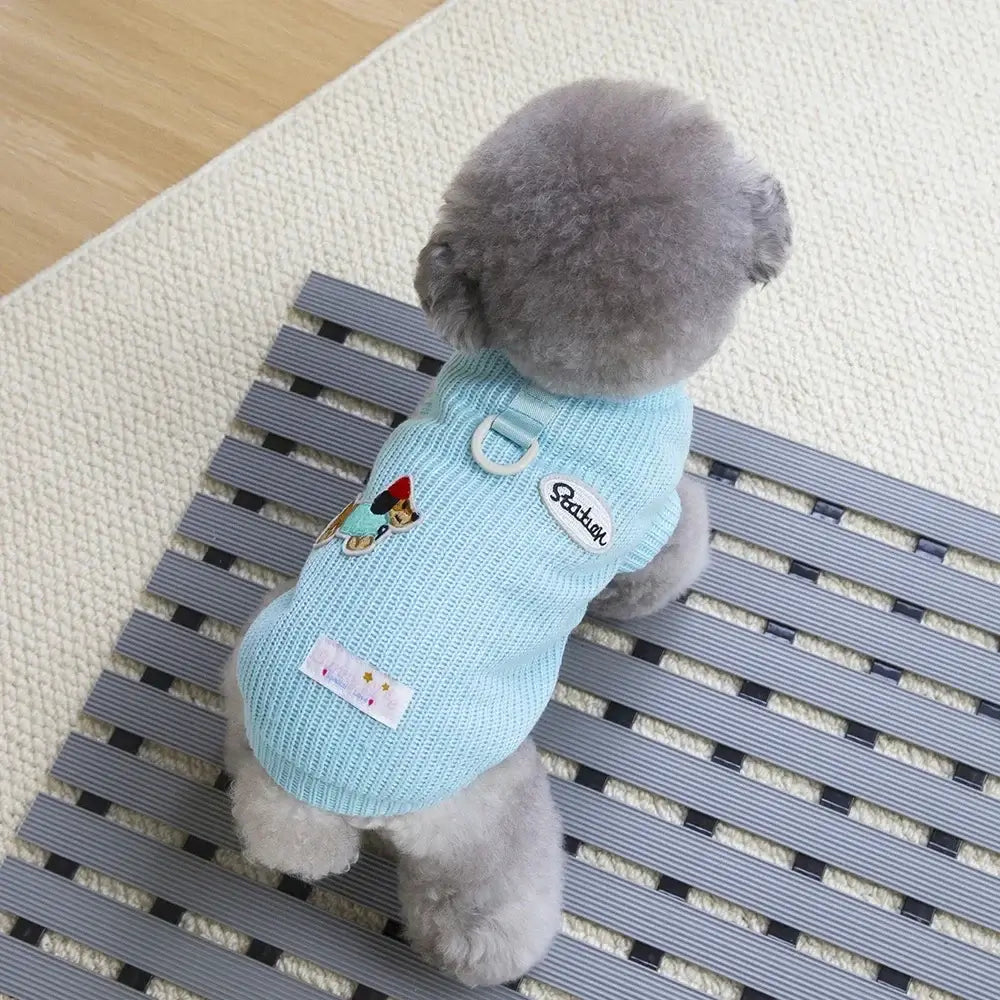 dog sweater for small dogs light blue cotton pet sweater for Chihuahua and Yorkie in autumn and winter