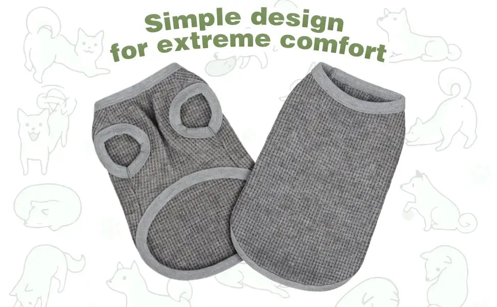lightweight dog sweater for small dogs, gray simple-design puppy clothes for Chihuahua and Yorkie comfort
