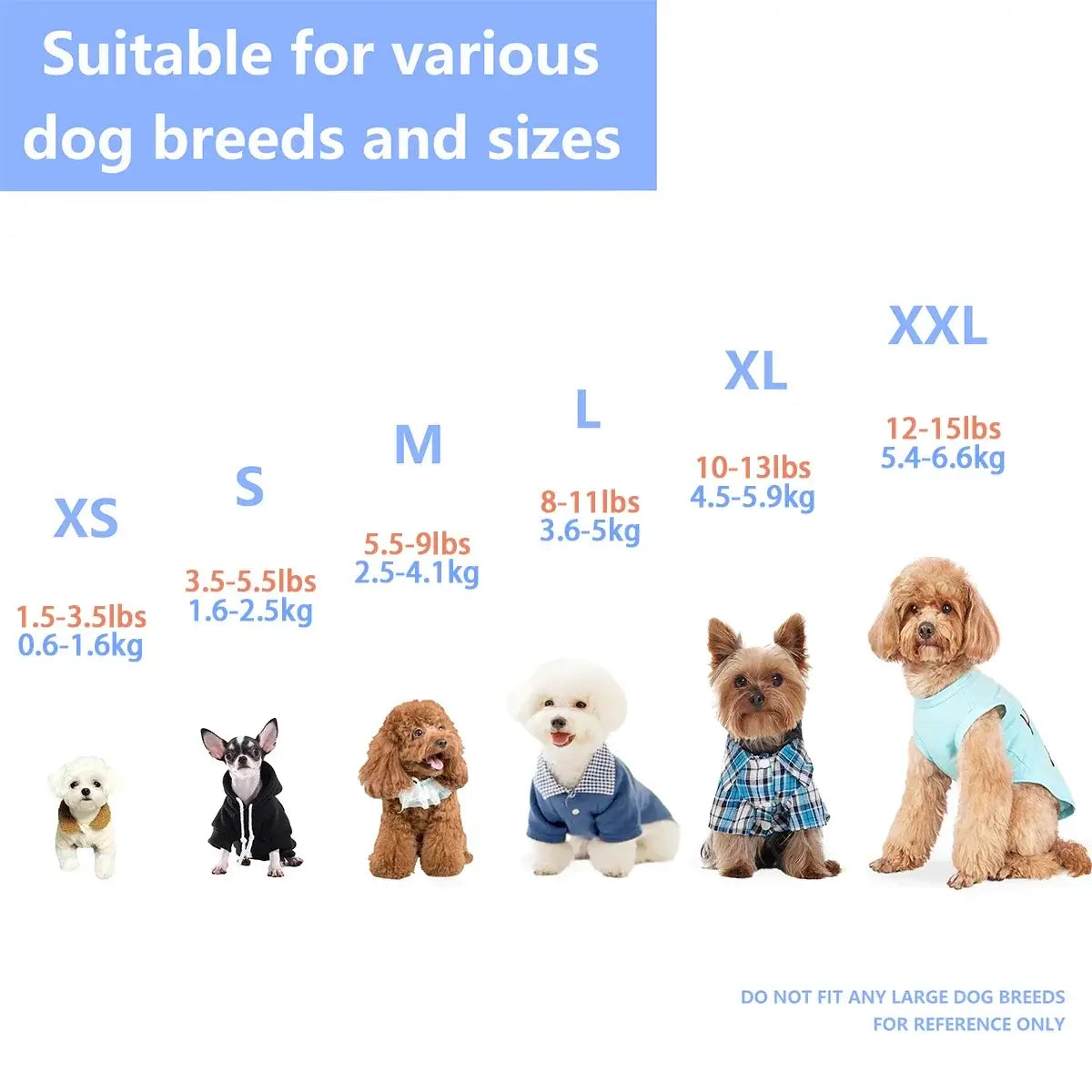 lightweight dog sweater for small dogs size guide for puppy, Chihuahua, Yorkie, and various dog breeds