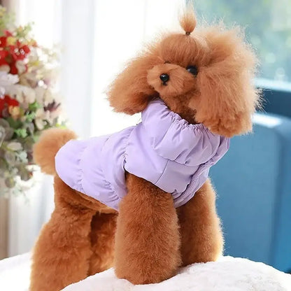 Light purple cotton dog jacket for medium-sized dogs, warm two-legged autumn-winter pet coat with straps