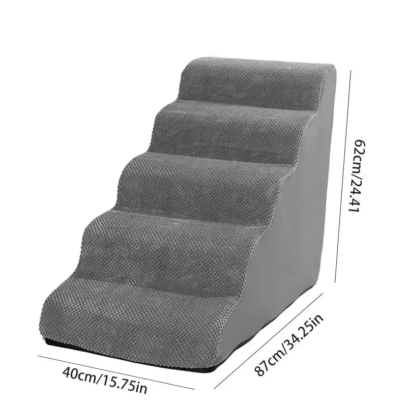 Memory foam dog stairs for small pets designed for easy access to furniture.
