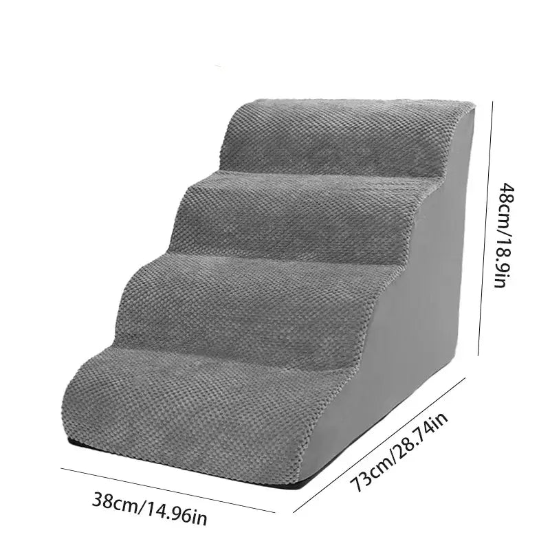 memory foam dog stairs for small pets with three steps, perfect for small dogs and cats to access furniture.