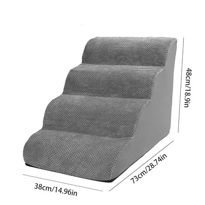 memory foam dog stairs for small pets with three steps, perfect for small dogs and cats to access furniture.