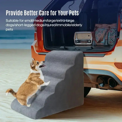 memory foam dog stairs for small pets, helping dogs climb into vehicles safely.