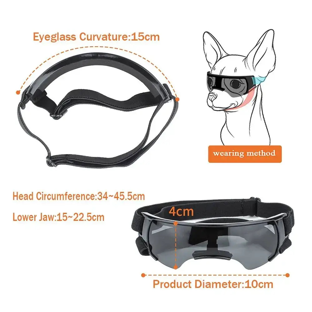 dog UV protection sunglasses for pets with adjustable strap, windproof goggles for sun shading and outdoor eye protection