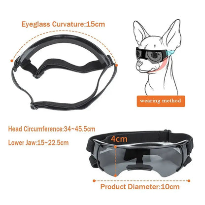 dog UV protection sunglasses for pets with adjustable strap, windproof goggles for sun shading and outdoor eye protection