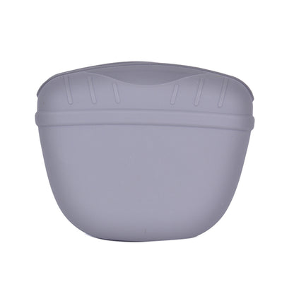 The New Pet Dog Puppy Treat Bag Pouch Walk Obedience Training Reward Biscuit in grey silicone.