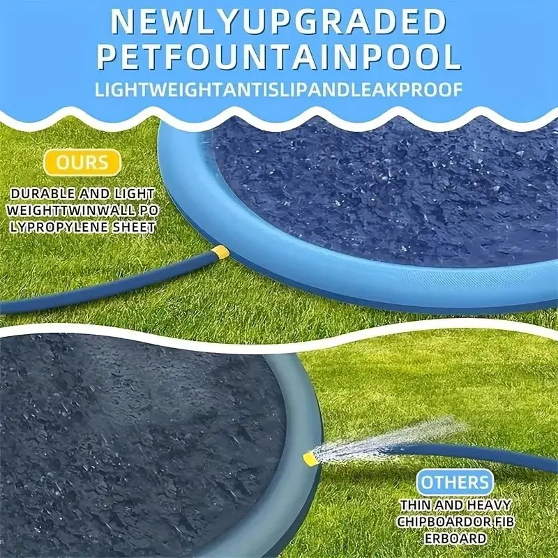Large Inflatable Dog Pool outdoor splash pad for pets with lightweight anti-slip and leakproof features