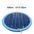 Non-slip splash pad for kids and pets featuring a blue 100cm design with water spraying for outdoor summer fun.