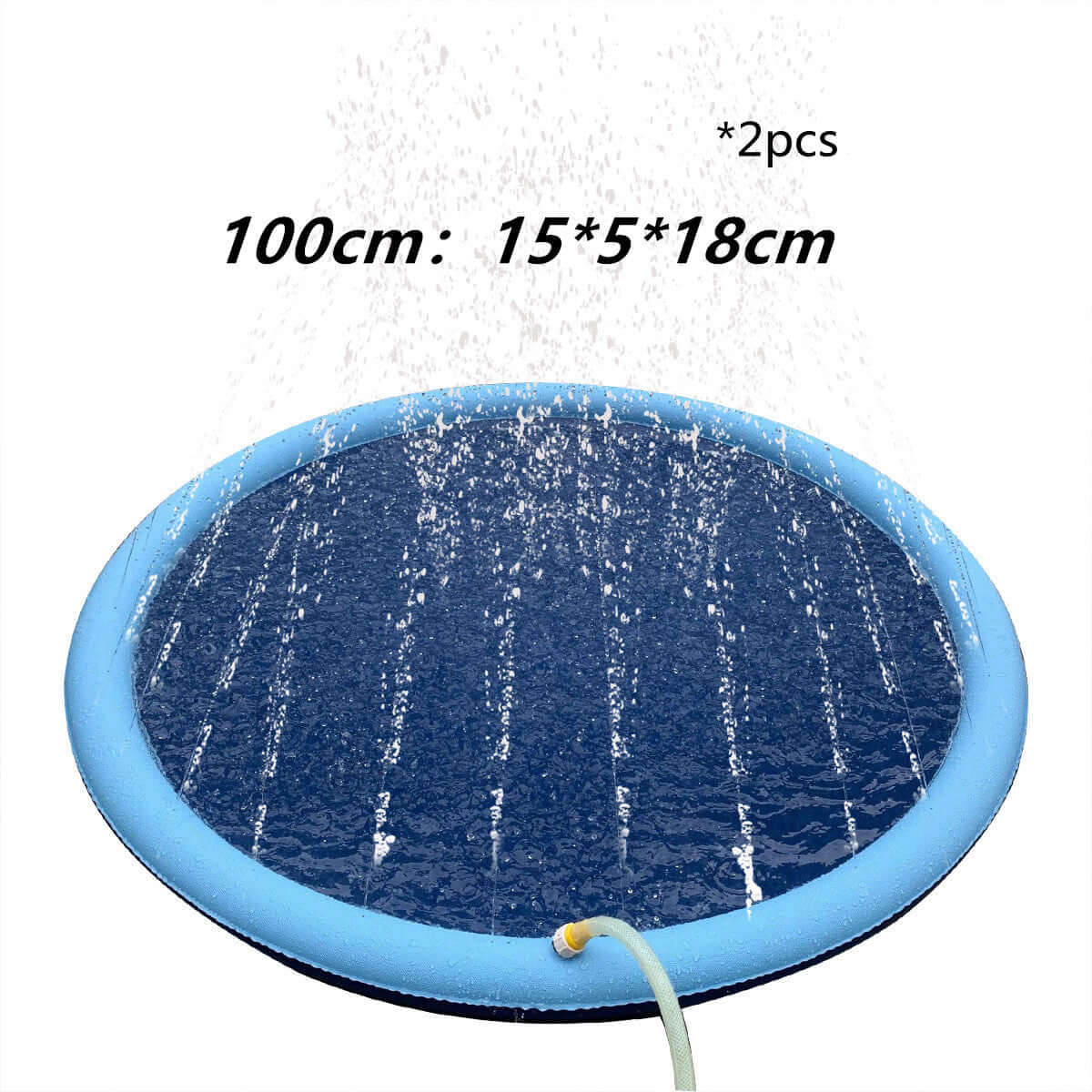 Non-slip splash pad for kids and pets, 100cm outdoor water play mat with fountain for summer fun.