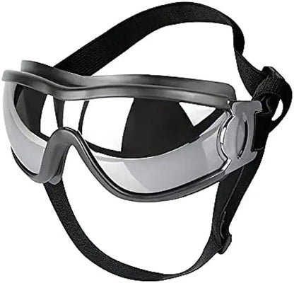 dog sunglasses for large dogs, black adjustable anti-UV pet goggles with ultrahard PC lenses