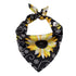 dog beach bandana black polyester triangular scarf with yellow sunflower print, Color M