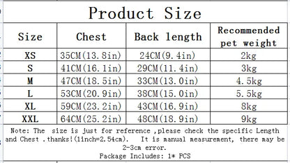 Product Size Chart for Pet Dog Clothes for Dogs Hoodies Funny Fruit Dog Coat Puppy Pet Clothing for Dogs Costume Chihuahua Yorkshire Ropa Perro