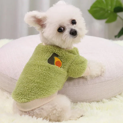 Pet Dog Clothes For Small Dogs Clothing Warm Clothing for Dogs Coat Puppy Outfit Pet Clothes for Small Dog Hoodies Chihuahua on a fluffy cushion.