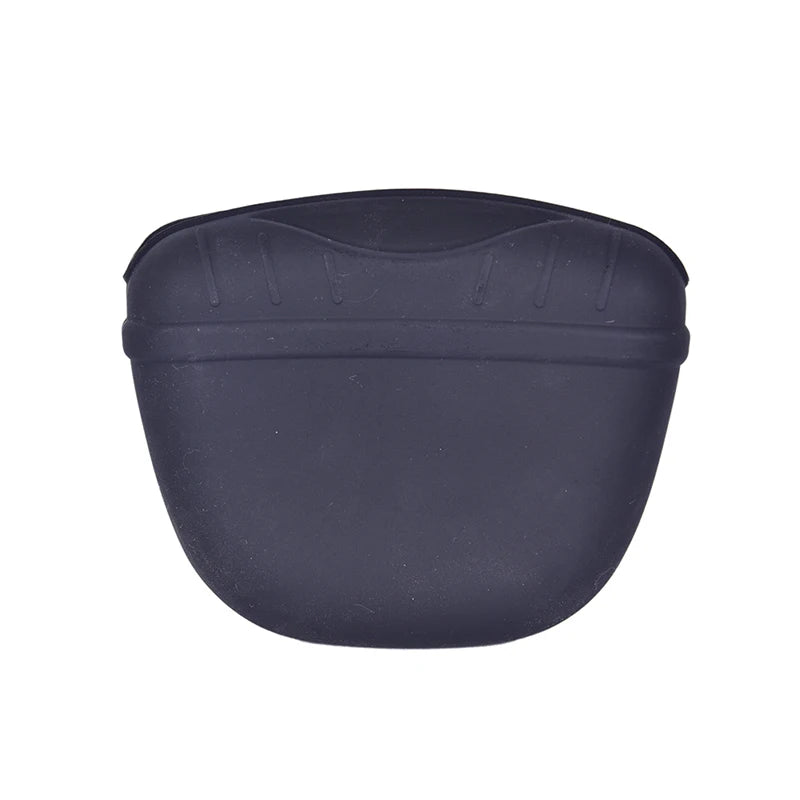 The New Pet Dog Puppy Treat Bag Pouch Walk Obedience Training Reward Biscuit in black silicone.