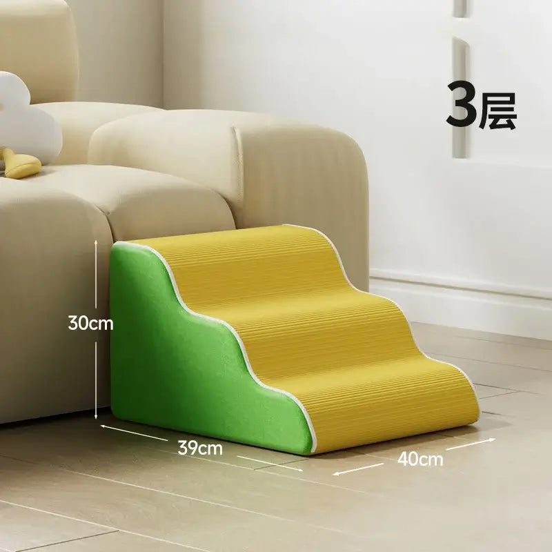 Detachable washable dog ramp for small pets in yellow green color, designed for easy pet mobility.