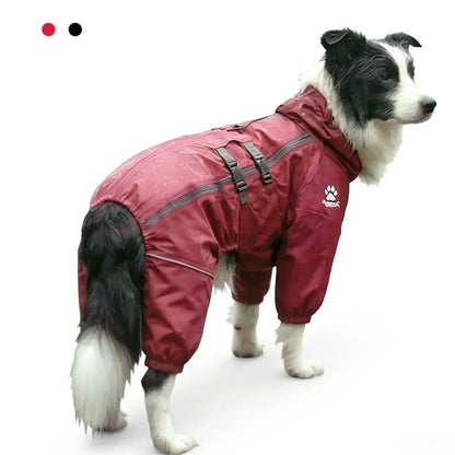 waterproof dog winter coat for medium and large dogs, reflective warm outdoor jacket, adjustable raincoat jumpsuit