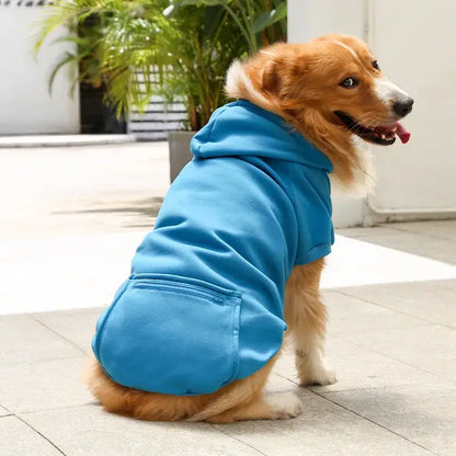 Pet Hoodies for Large Dogs Spring and Autumn Fleece Golden Retriever Sweatshirt with Hat and Zip Pocket  Pet Clothing