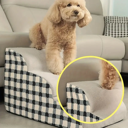 1pc Pet Stairs for Sofa &amp; Bed, 2 Step Foam Ramp for Small Senior Dogs, Portable Non-Slip Steps To Relieve Joints