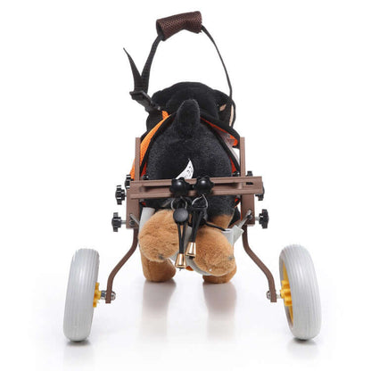 Dog wheelchair scooter for pets, adjustable pet mobility aid with wheels for disabled dogs.